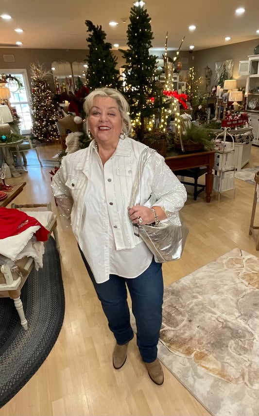 DENIM JKT/MESH STONE SLV(OLS-4777