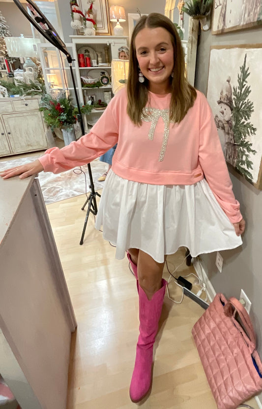 PINKTOP/WHITE BOTTOM DRESS