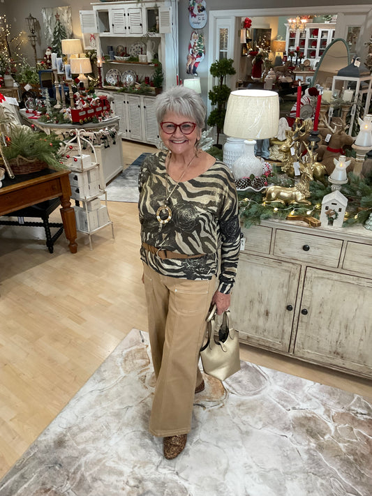 TWILL WIDE LEG PANT (75289