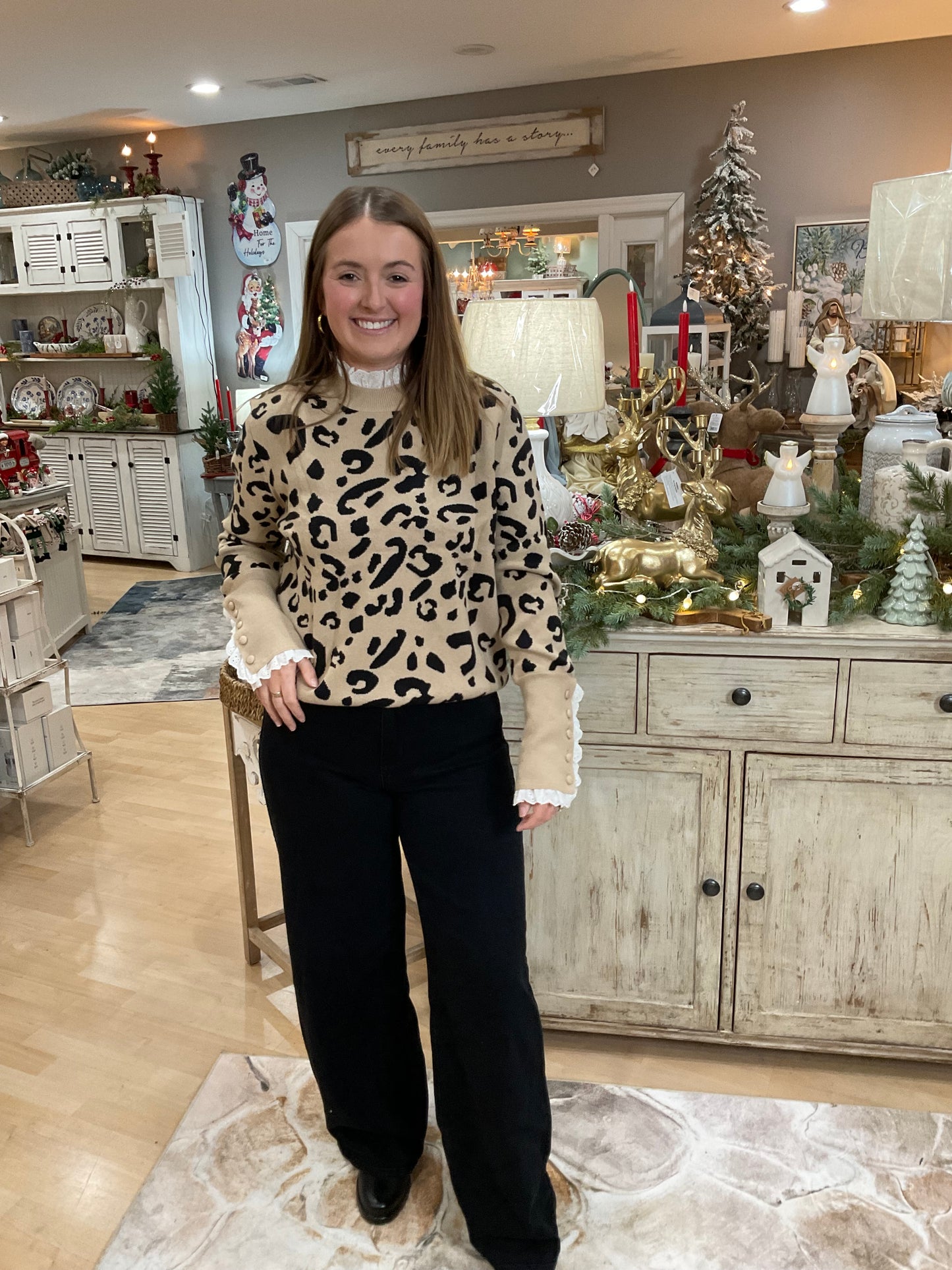 STRETCHY WIDE LEG BLACK PANT