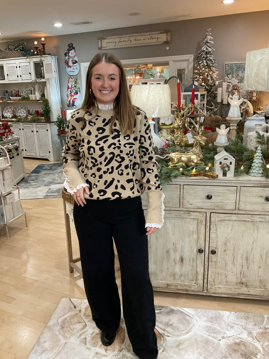 STRETCHY WIDE LEG BLACK PANT