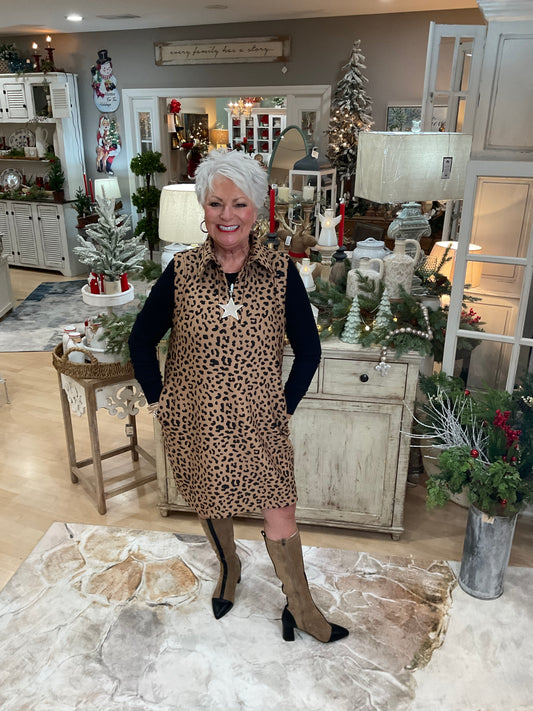 LEOPARD PRING VNECK MINI DRESS (LD6122707