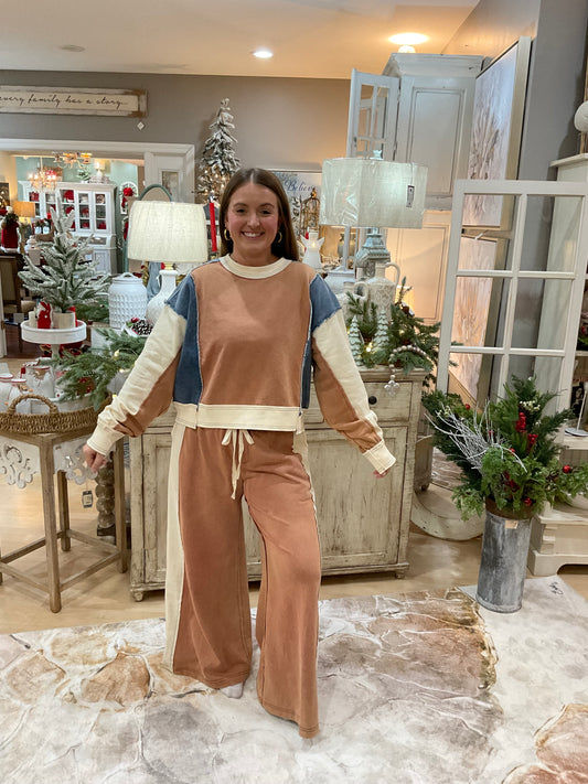 BLOCK DENIM DRAWSTRING PANT