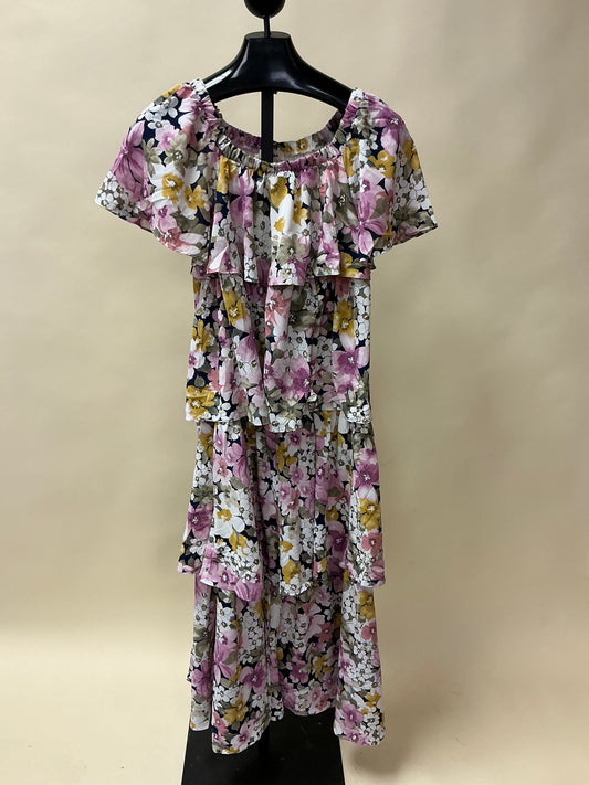 TIERED FLORAL PRINT MAXI DRESS