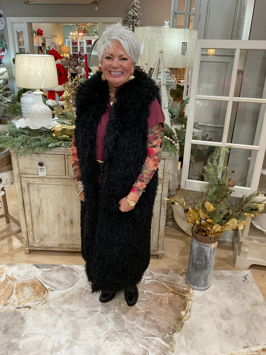 MONGOLIAN FAUX FUR MAXI VEST