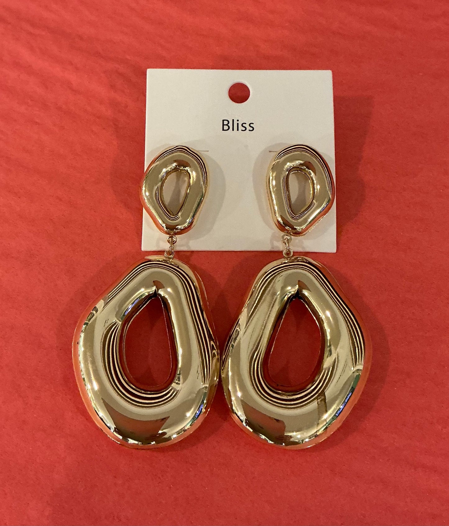 GS PUFFY DOUBLE O LINKED DROP EAR/GOLD