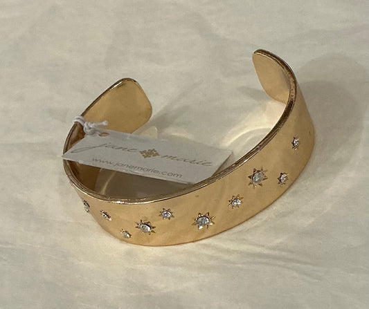 GOLD CUFF BRAC W/CRYSTALS