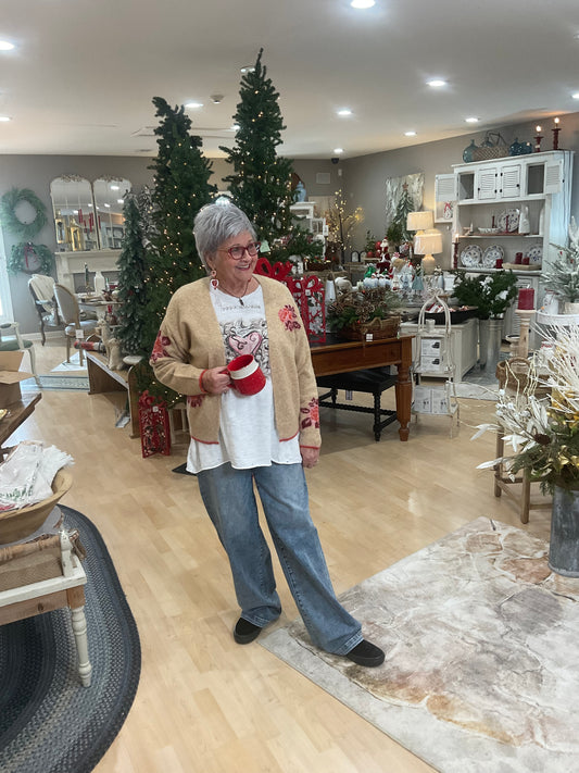 WOOL KNITFLORAL CARDIGAN(422629