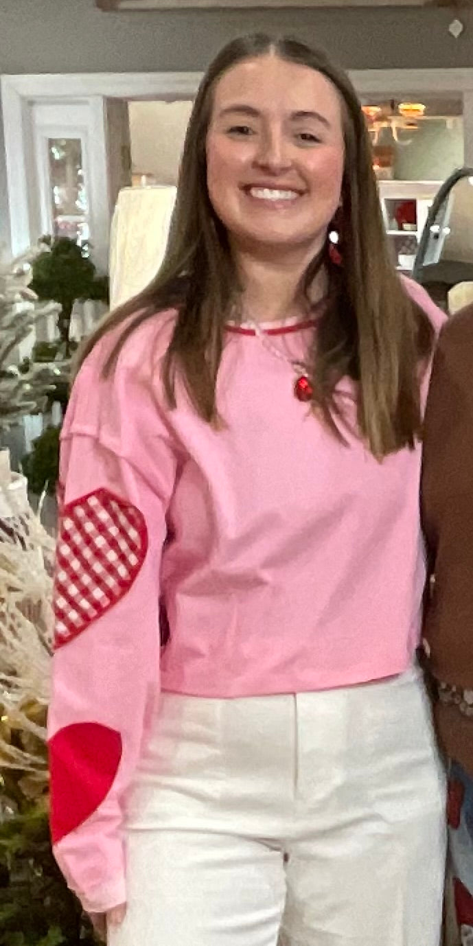 VALENTINE HEART PATCHWORK KNIT TOP