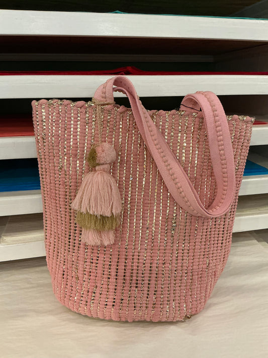 PINK SHELL UPCYCLED HAND WOVEN TOTE