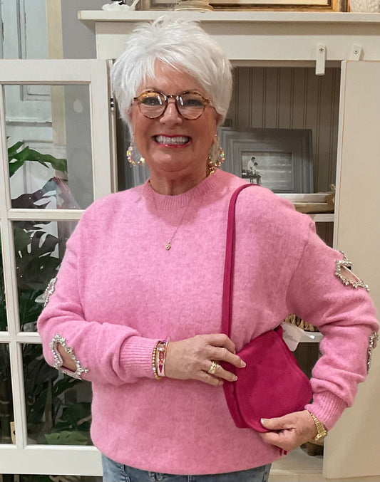 KNIT TOP W/RHINESTONE HEART(CL20827