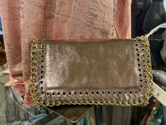 LEATHER BAG W/GOLD CHAIN(GF0389