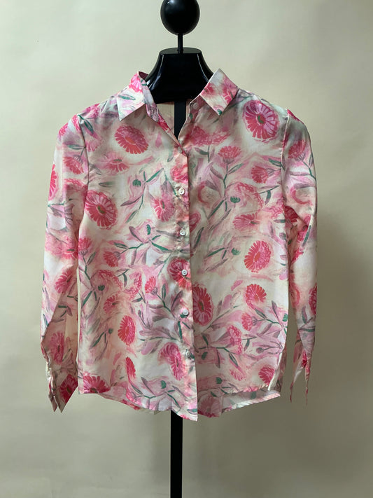 FRENCH PRINTED FLORAL BLOUSE