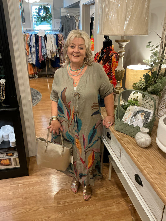 ABSTRACT LINEN DRESS