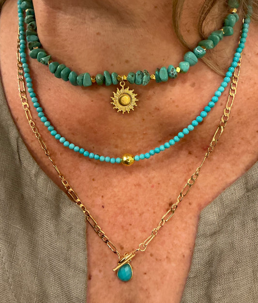 GOLD NECKLACE WITH BLUE MAGNESITE