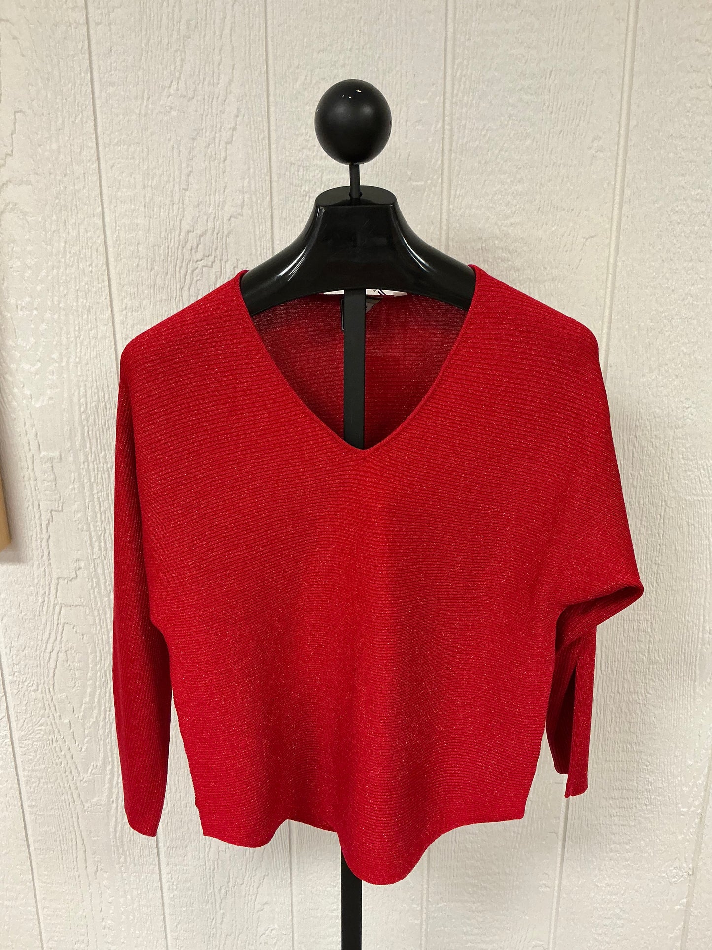 METALLIC WEAVED V/NCK TOP