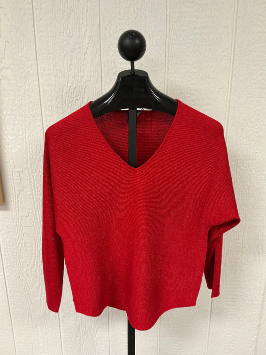 METALLIC WEAVED V/NCK TOP