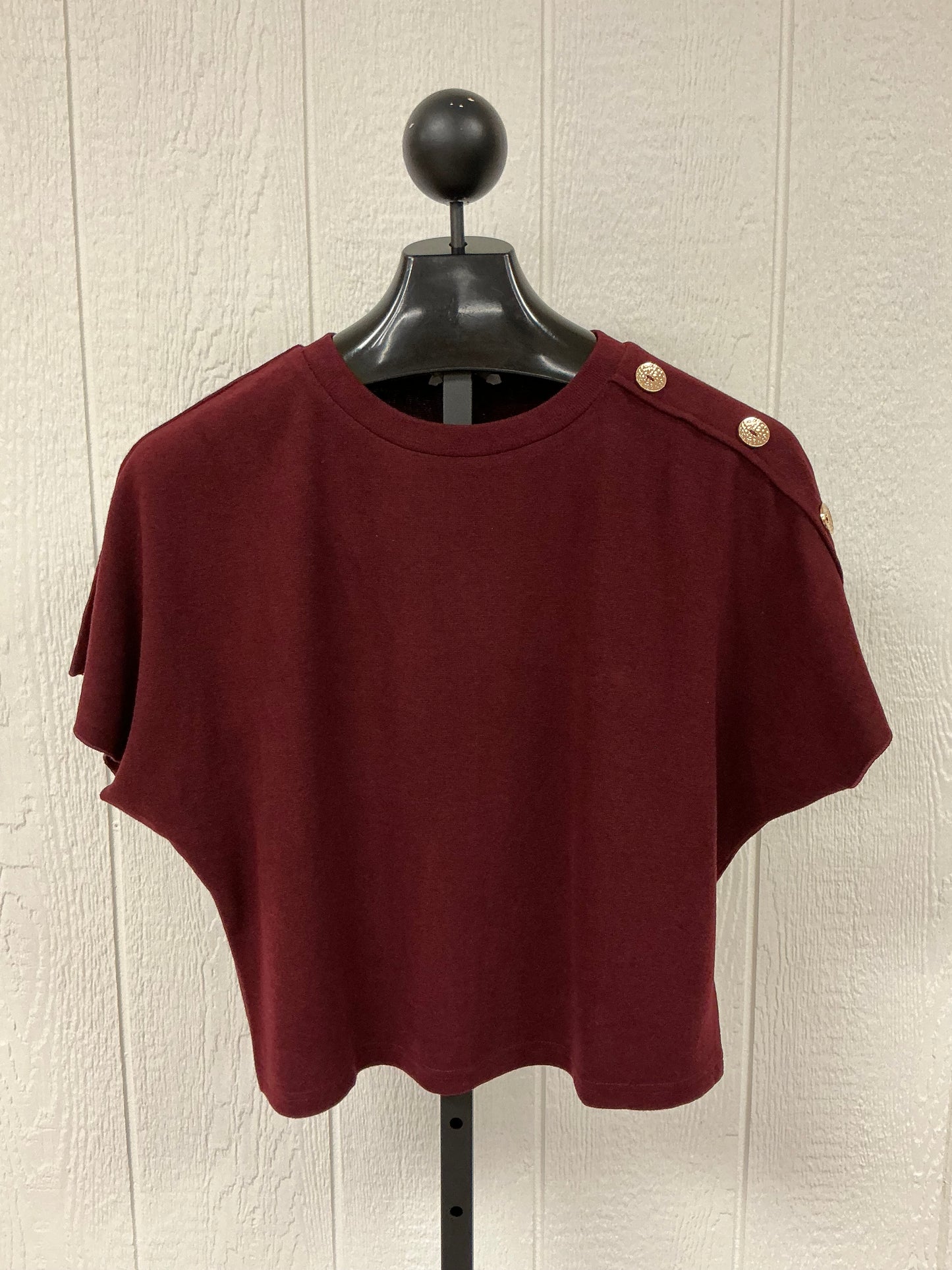 SHORT SLV BURGUNDY SWEATER