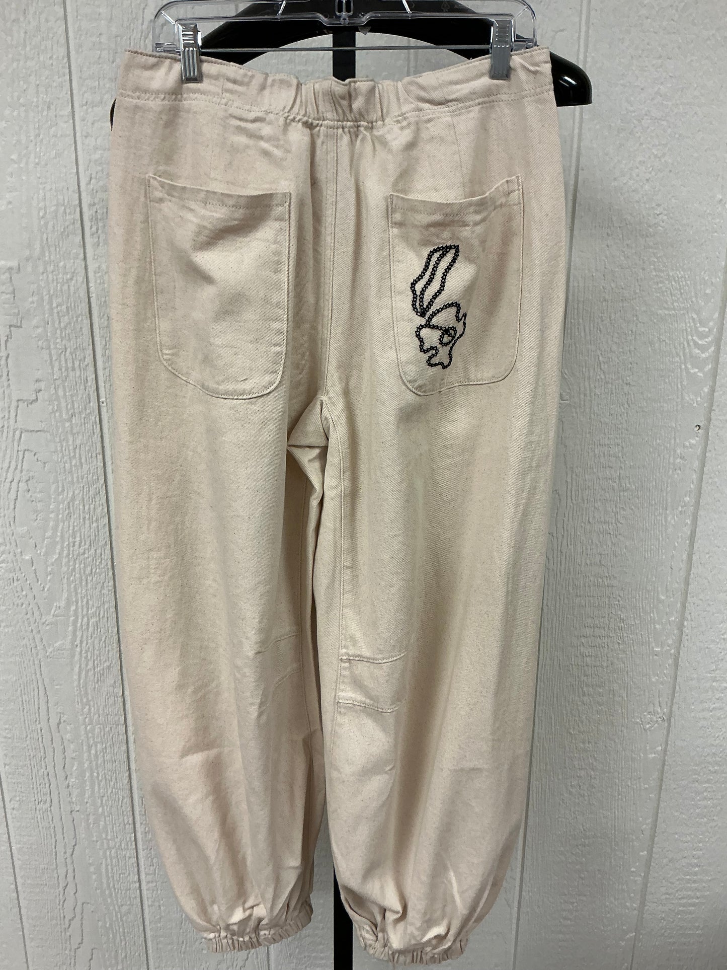 CREAM PANT W/BLK EMB (YKP170