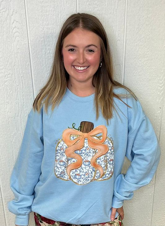 BLUE/FLORAL PUMPKIN S/SHIRT 08616