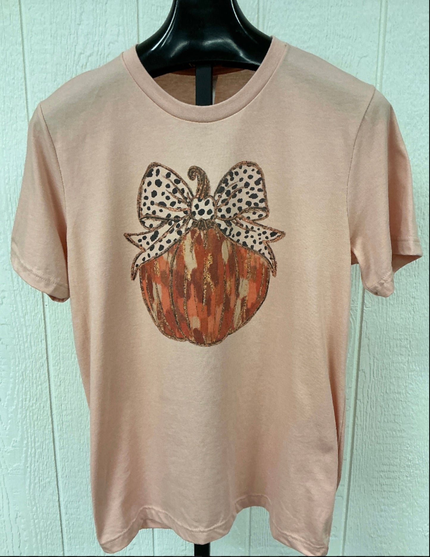 AUTUMN PUMPKIN TEE W/LEOPARD BOW(08617
