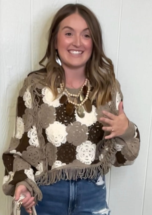 NYLA FLORAL CROCHET PULLOVER(2519083