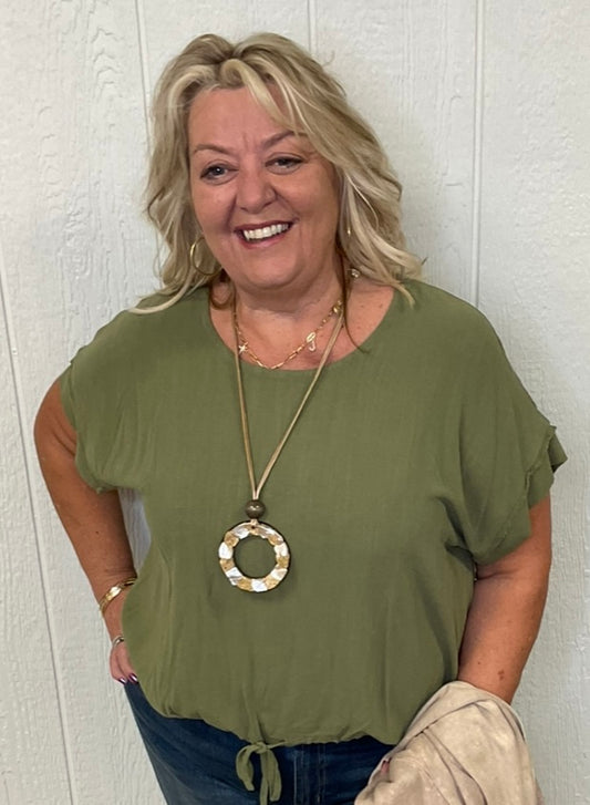 OLIVE SHORT SLV SHIRT