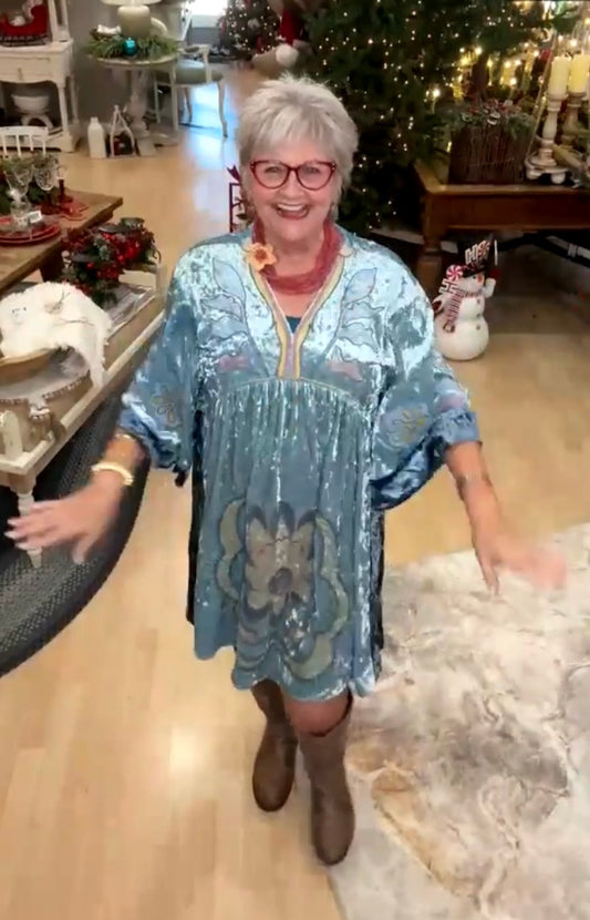 VELVET VNECK DRESS (C5209