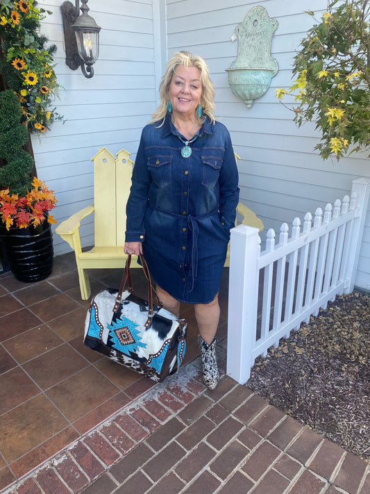 LONG SLV SNAP SHIRT DRESS (37243A