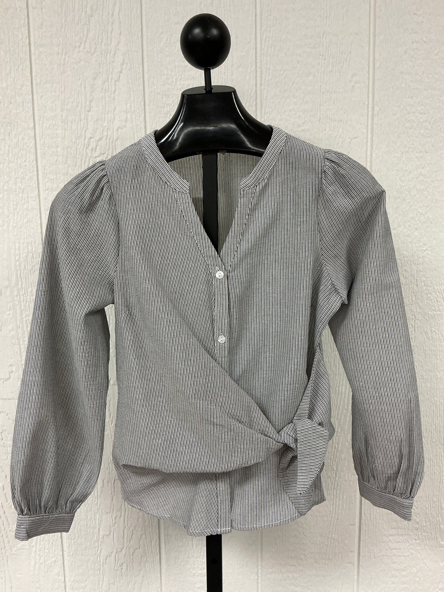 COTTON BLEND SIDE WRAP BLOUSE