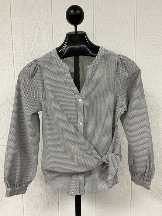 COTTON BLEND SIDE WRAP BLOUSE