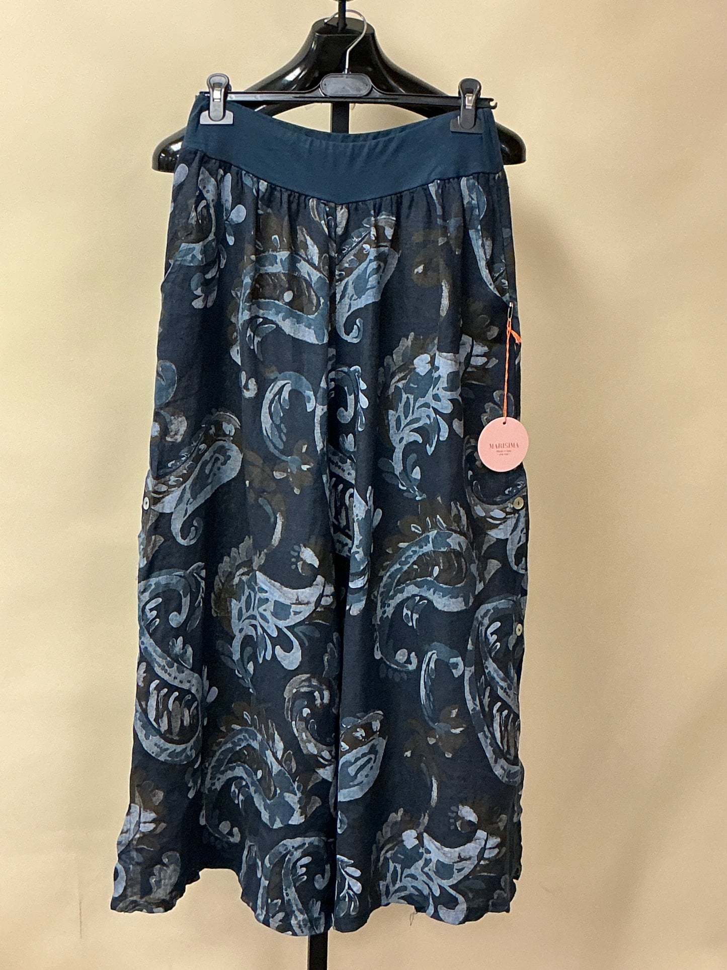 LINEN ABSTRACT PRINT PANTS