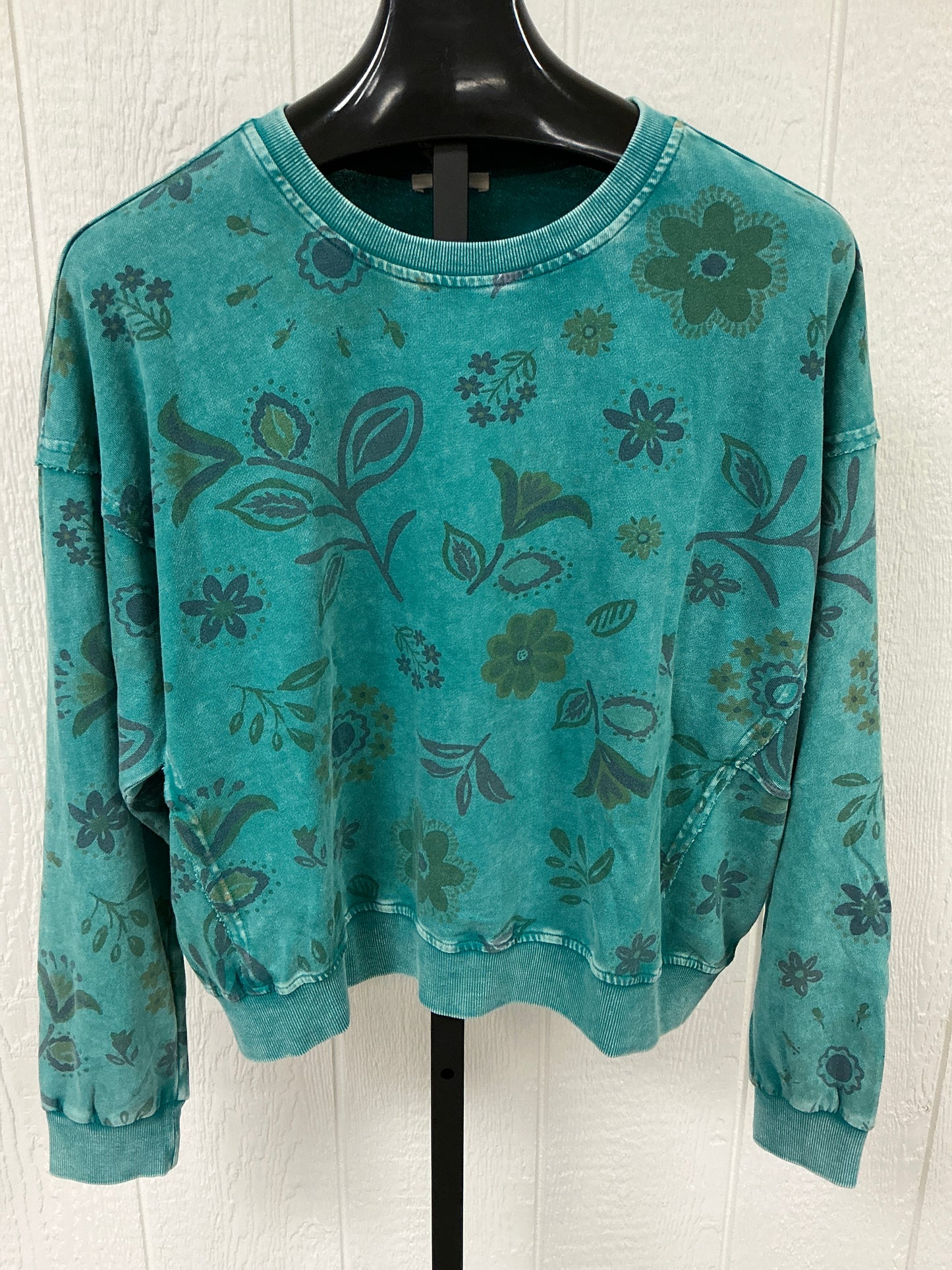 TEAL FLOWER PRINT P/OVER