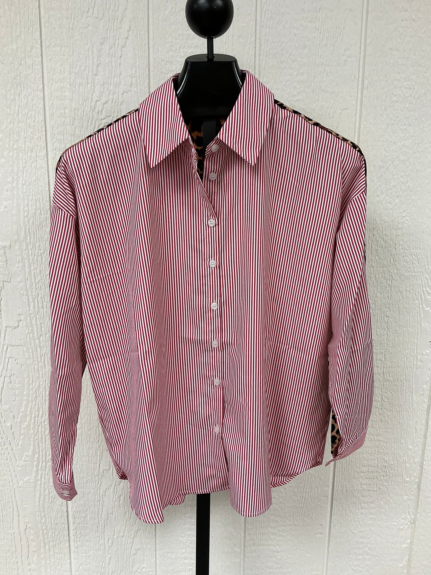 RED PINSTRIPE BLOUSE (G15176