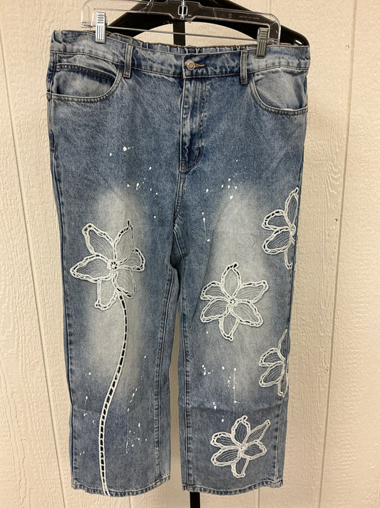 FLORAL EMB STAIGHT JEANS(BP1155