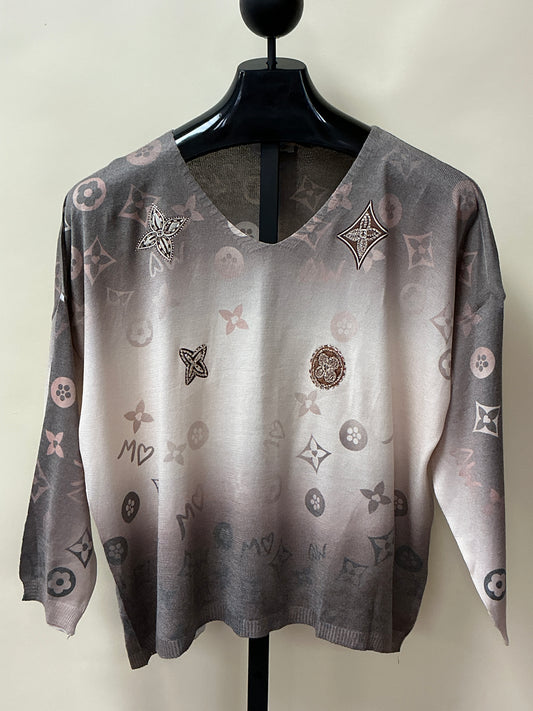 PRINT SWEATERS  TAUPE/BEIGE