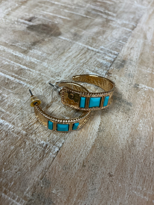 GOLD WITH STONE EARRINGS