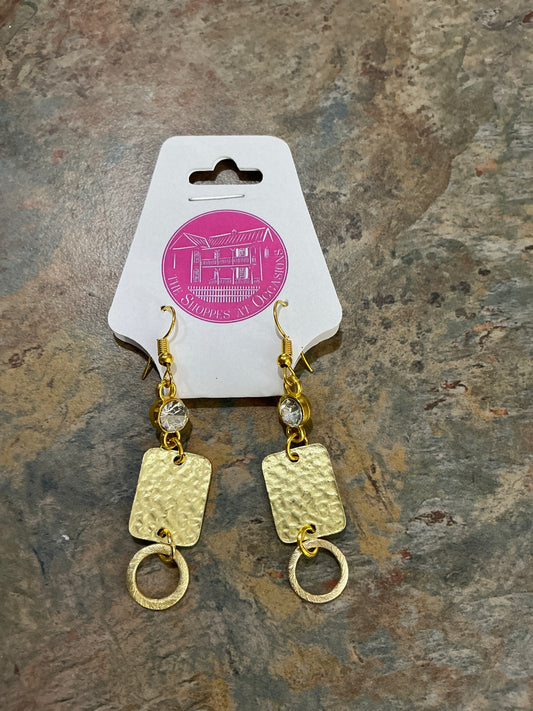 GOLD/RHINESTONE DANGLE EARRING