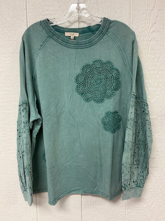 TEAL LACE SLV TOP (ET18945X