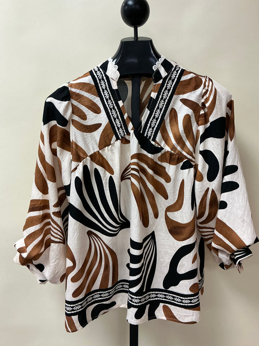 TAUPE MIX BLOUSE