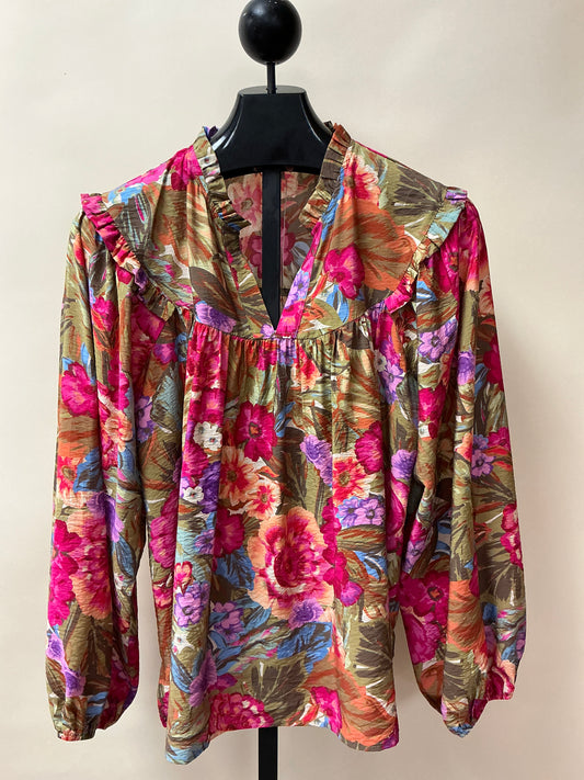 FLORAL PRINT BLOUSE/BALOON SLV