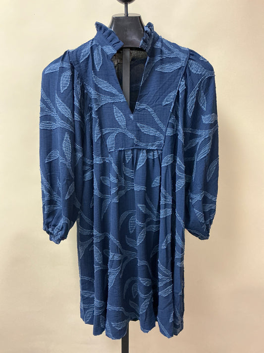 BROCADE DRESS W/RUFFLE COLLAR