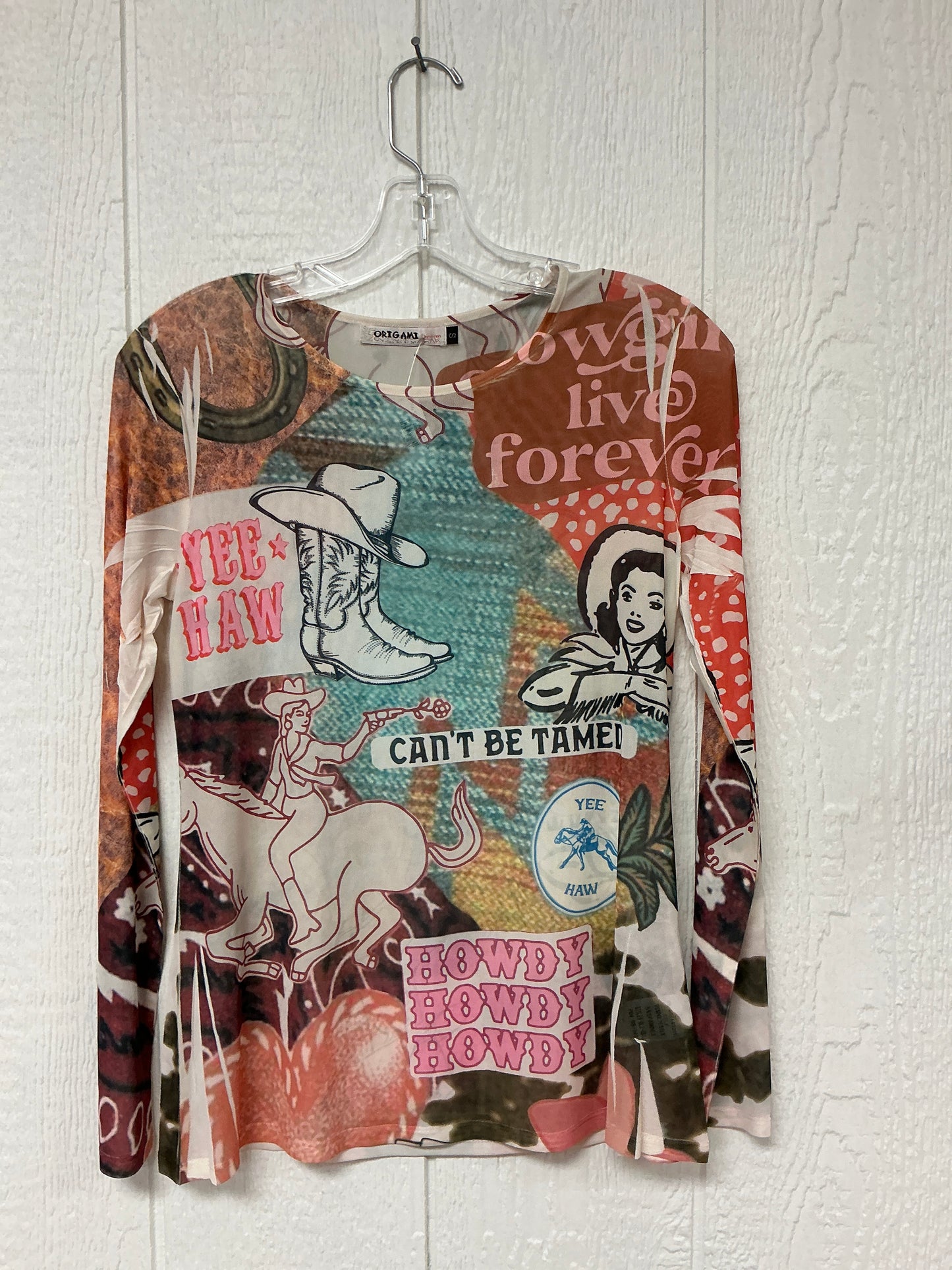 LONG SLV MESH TOP(OLS-4846