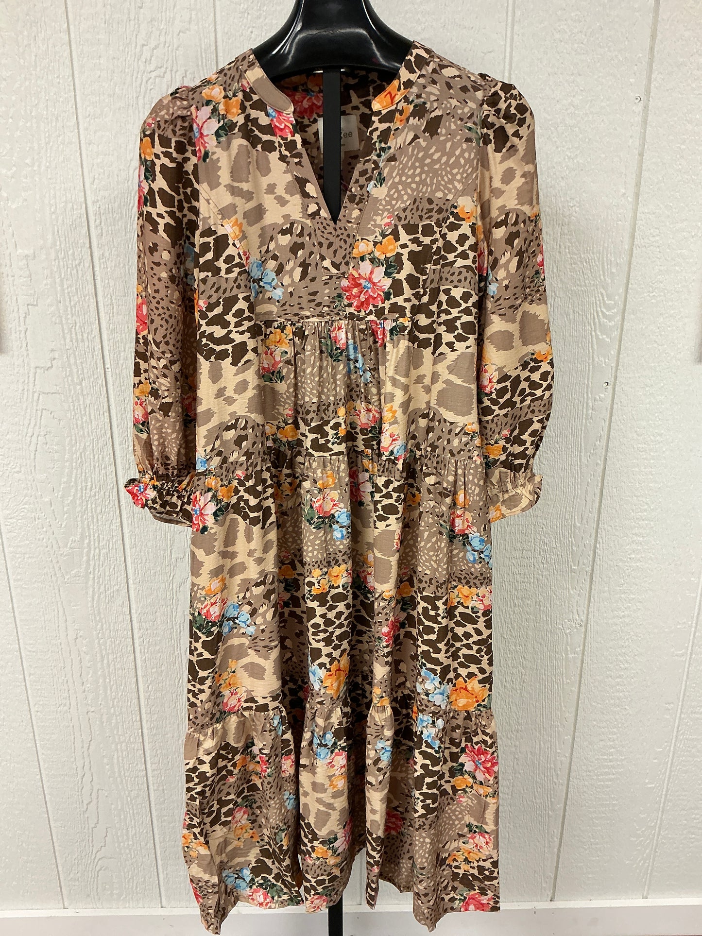 ANIMAL PRINT TIERED MIDI DRESS