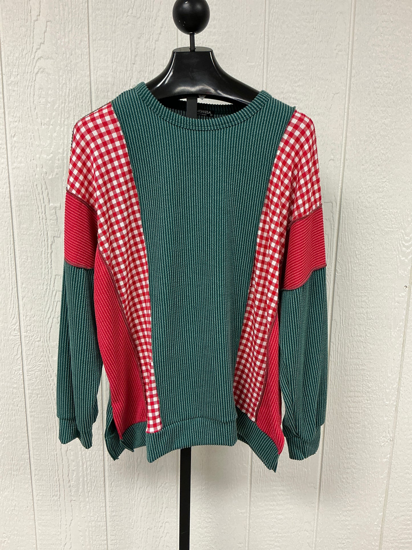 LONG SLV/CHECK SIDE TOP