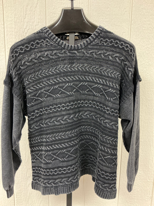 BLK CABLE MINERAL KNIT TOP