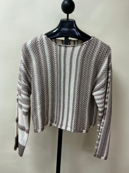 CREAM/MOCHA STRIPE SWEATER (PSW2947