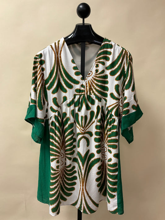 ABSTRACT PRINT KIMONO SLV DRESS