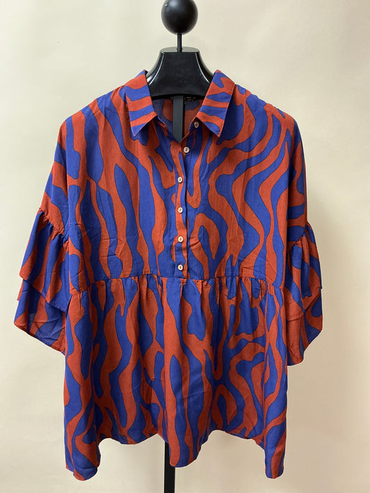 RUFFLE SLV BUTTON UP (ET70908X