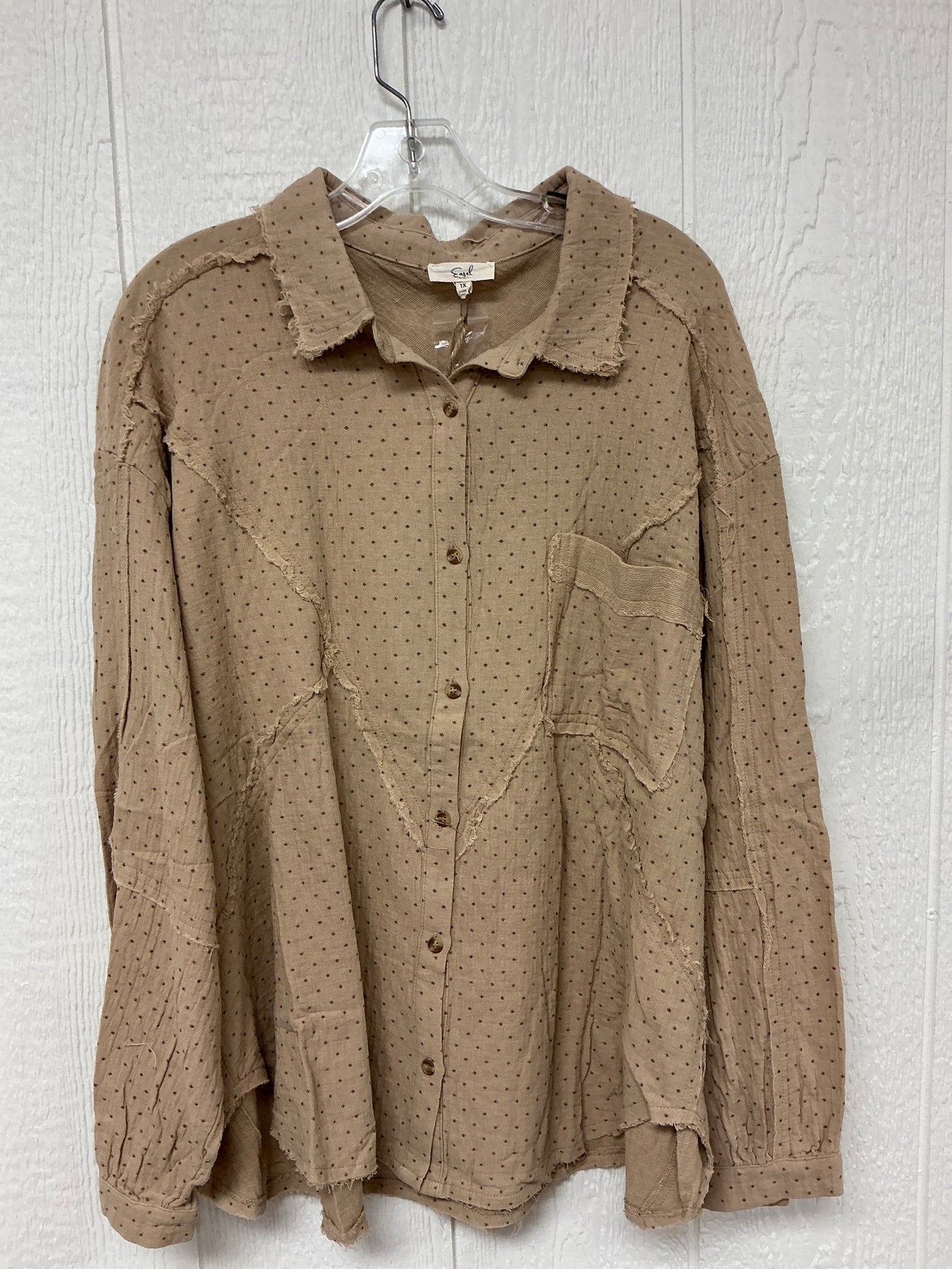 KHAKI LS GAUZE TOP (ET71096X